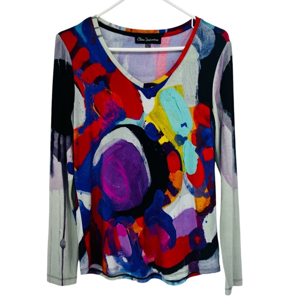 Claire Desjardins Colorful V Neck Long Sleeve Shirt Size XS